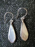 White shell and silver teardrop earrings