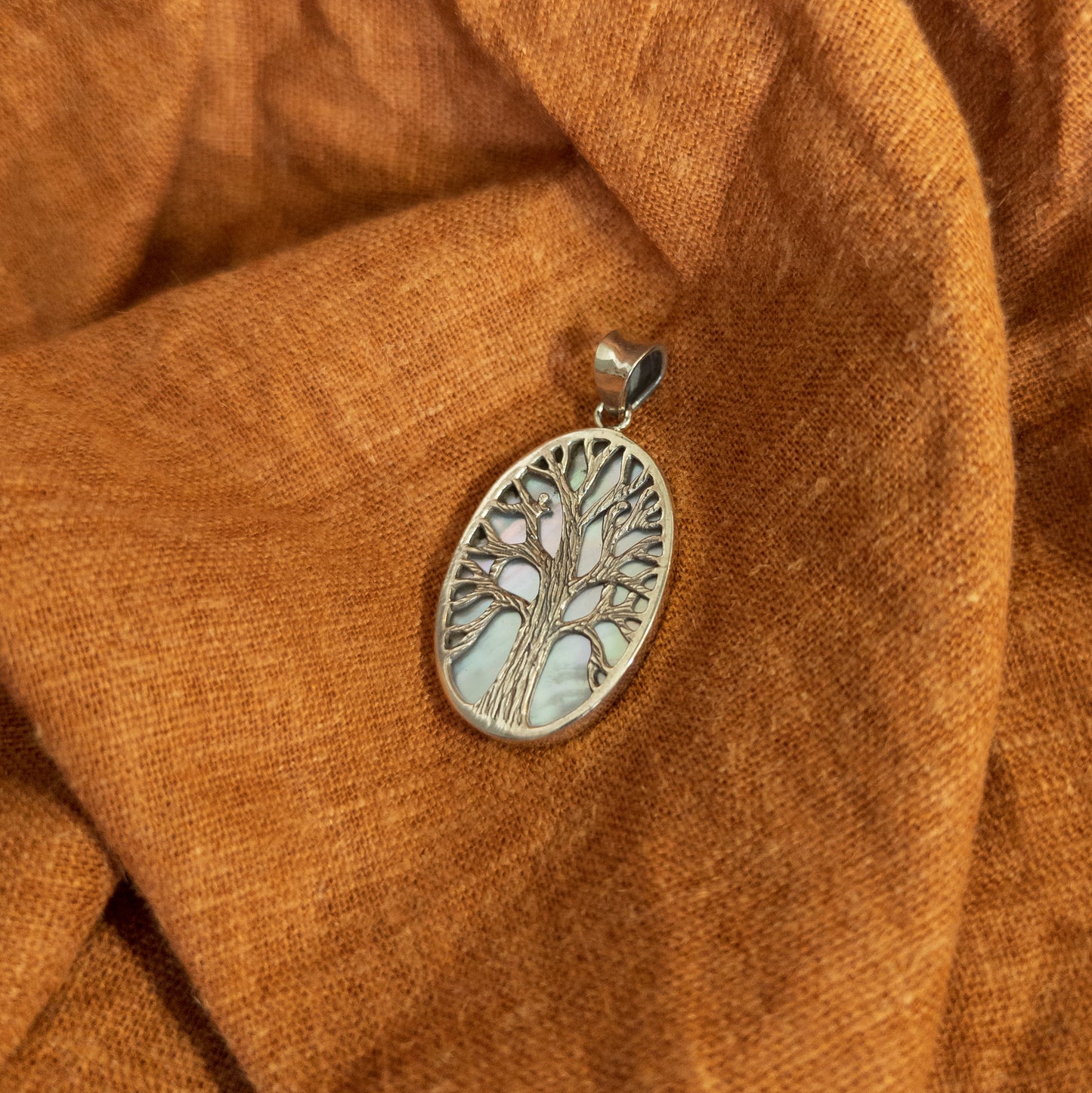 Silver Tree Pendant - Oval Tree of Life | Handmade Silver Jewellery