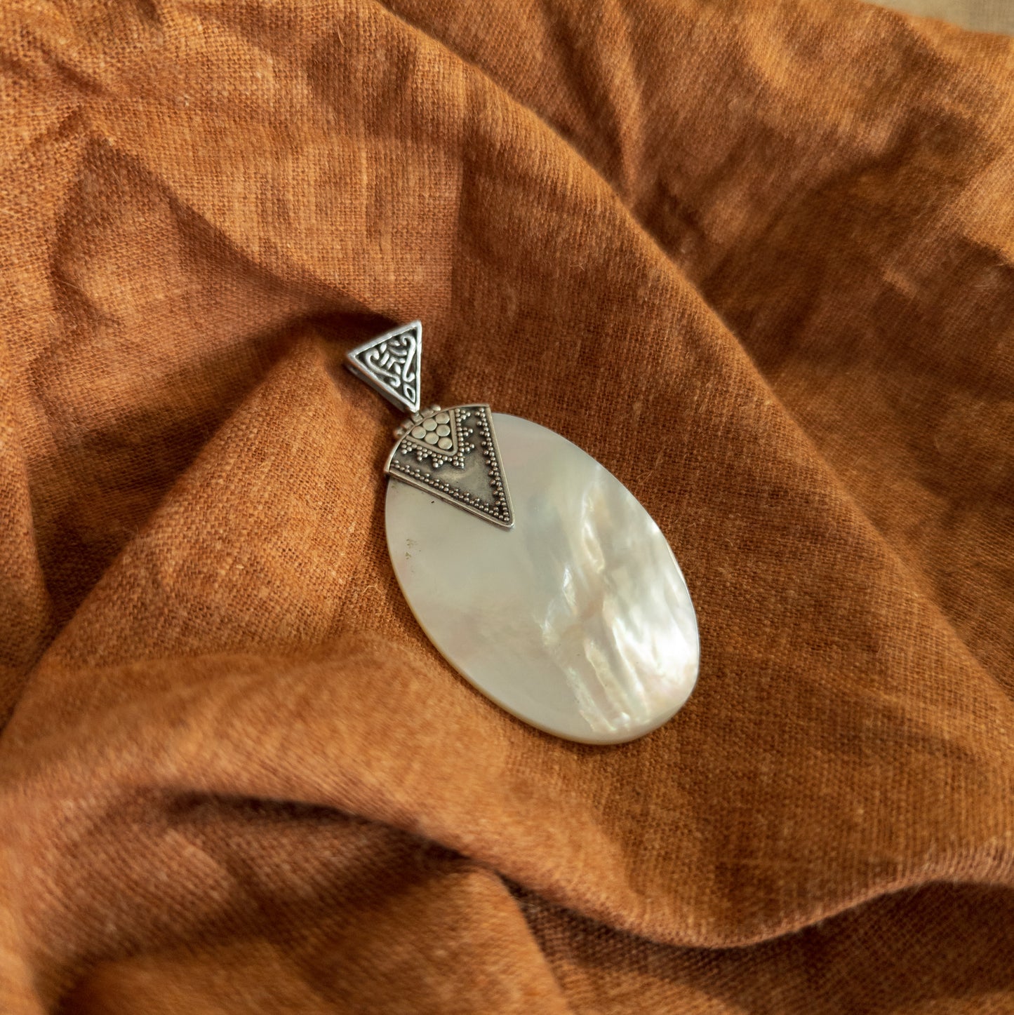 Shell Pendant - Pearlescent Shell and Silver | Handmade Silver Jewellery