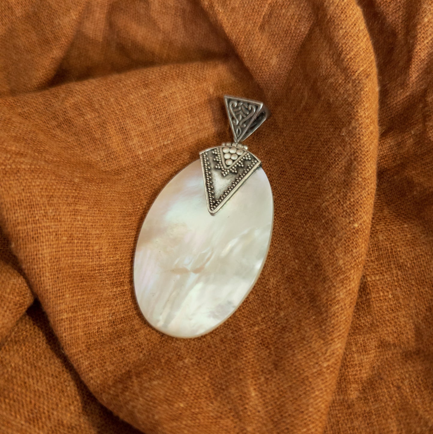 Shell Pendant - Pearlescent Shell and Silver | Handmade Silver Jewellery