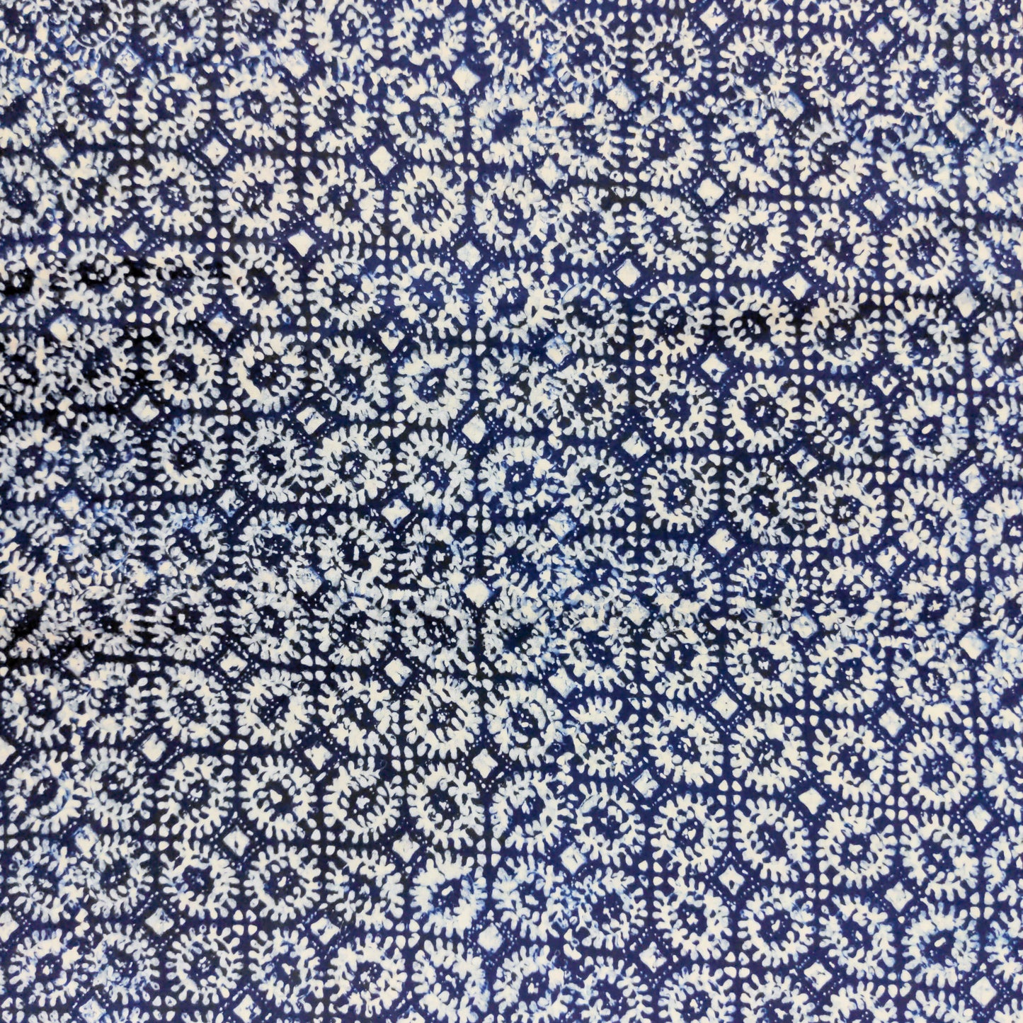 Traditional Blue & White Batik - Kawung Variation | 112cm Wide | Indonesian