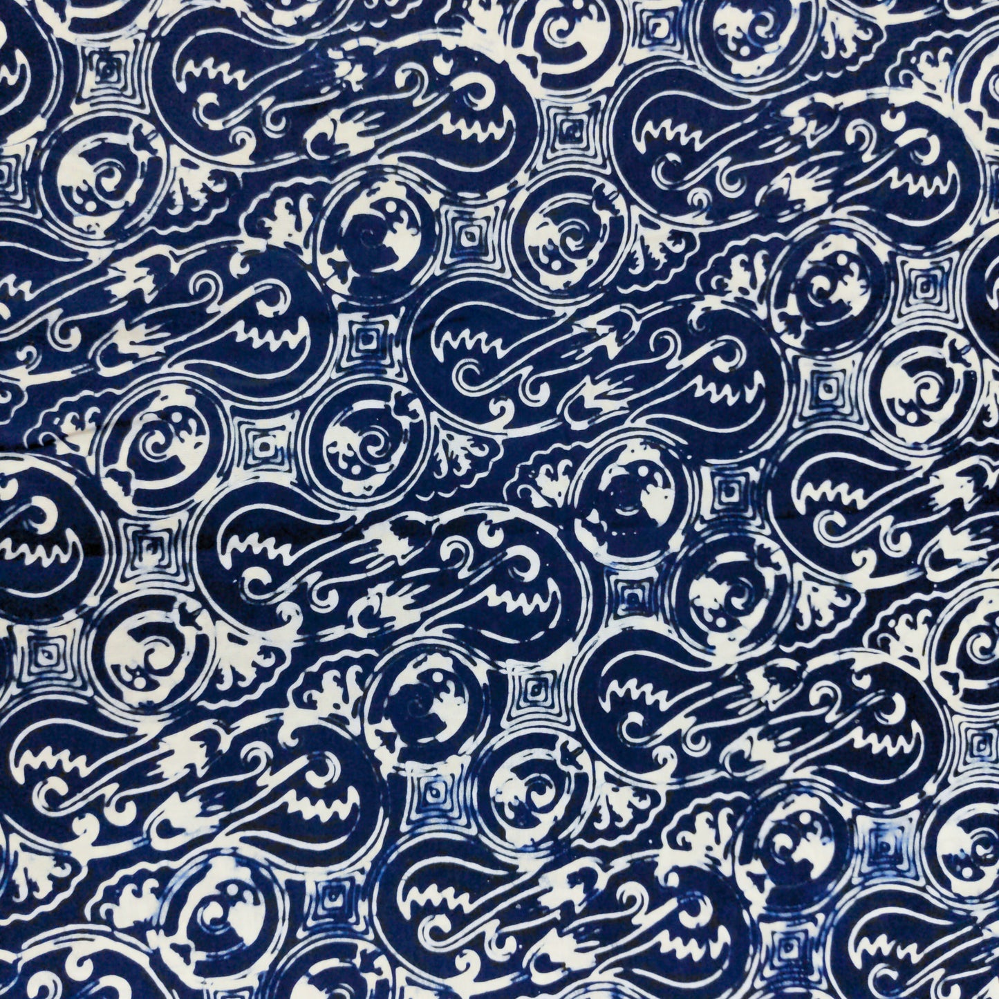 Traditional Blue & White Batik - Parang Design | 112cm Wide | Indonesian