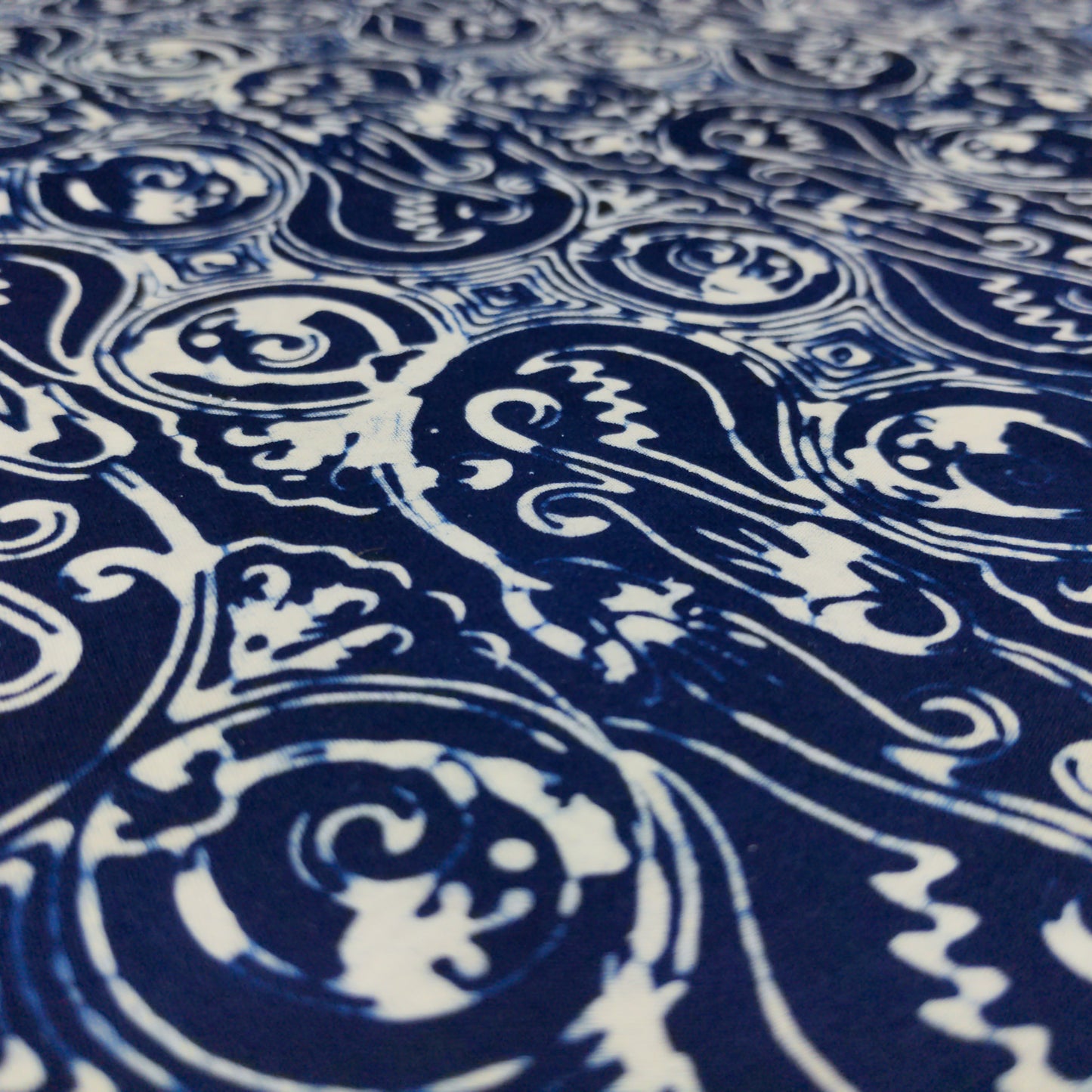 Traditional Blue & White Batik - Parang Design | 112cm Wide | Indonesian