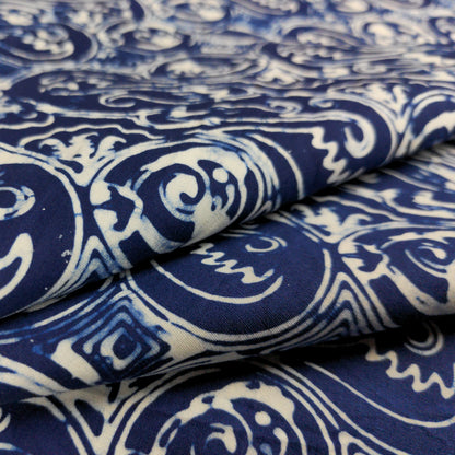 Traditional Blue & White Batik - Parang Design | 112cm Wide | Indonesian