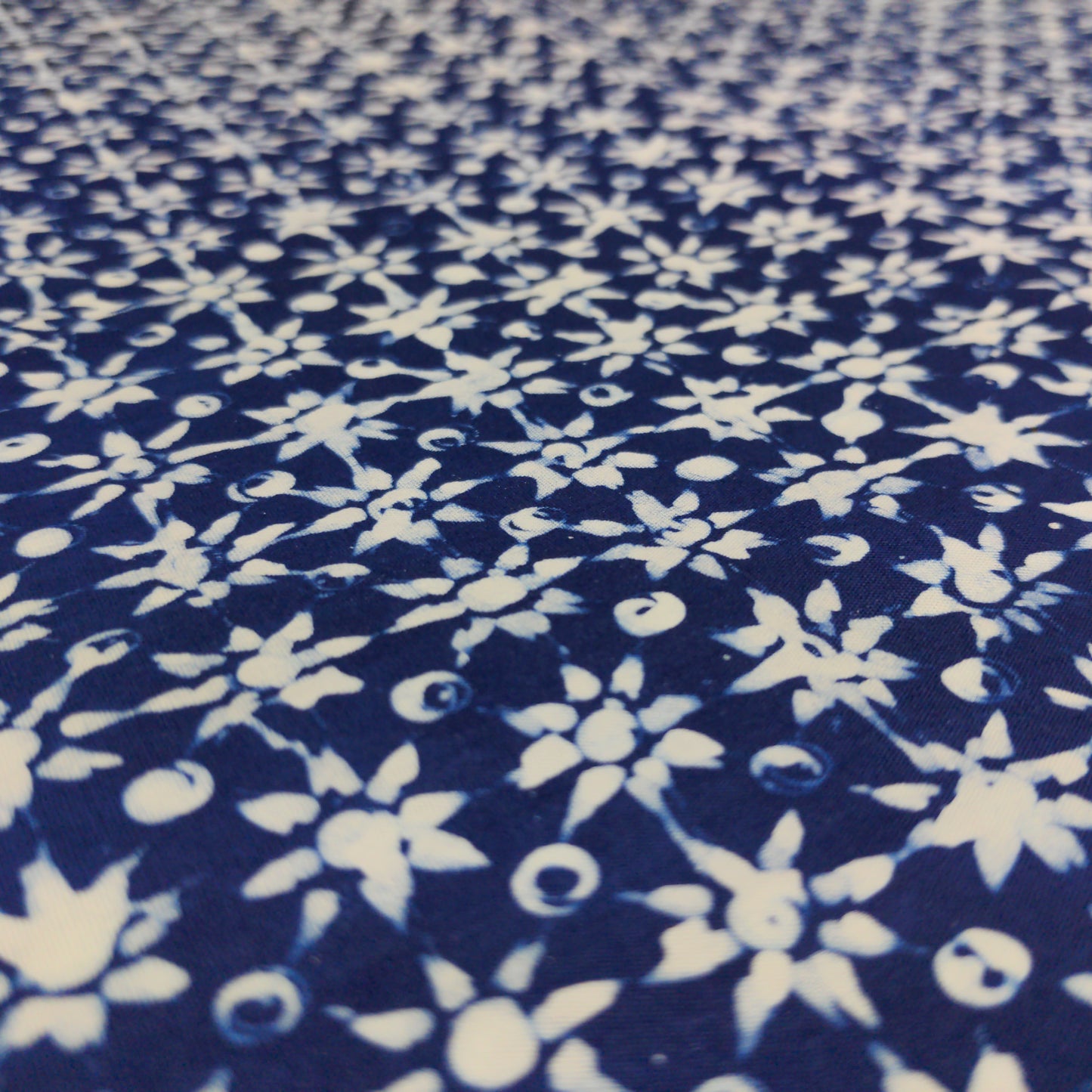 Traditional Javanese Batik - Blue & White Truntum Star Print | 112cm Wide | Indonesian