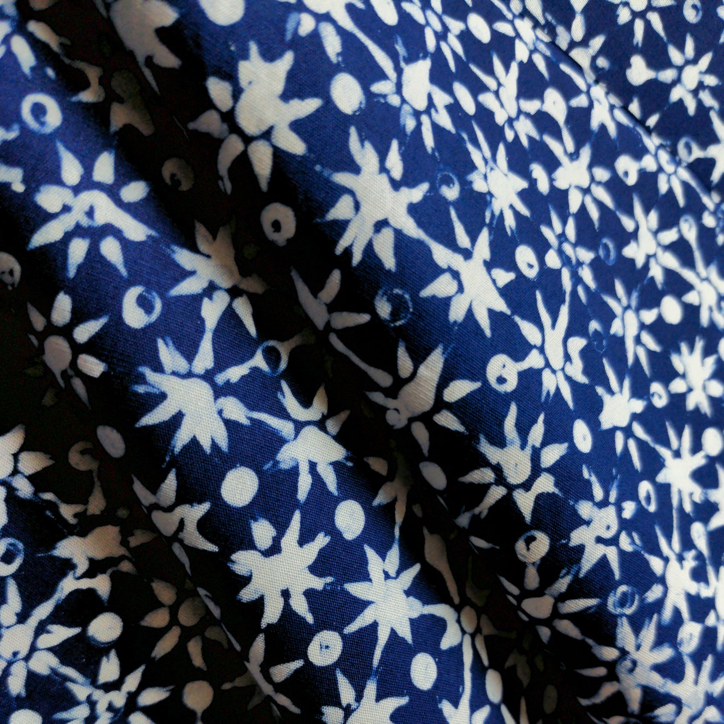 Traditional Javanese Batik - Blue & White Truntum Star Print | 112cm Wide | Indonesian