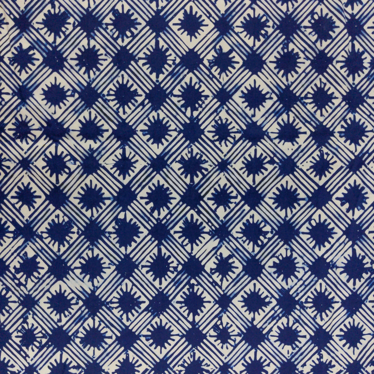 Traditional Blue & White Batik - Star Trellis | 112cm Wide | Indonesian