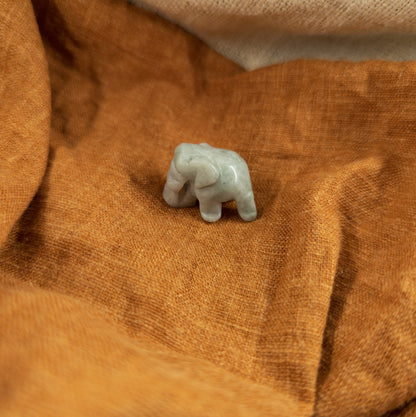 Small Carved Jade Elephant | Tiny Lucky Figurine