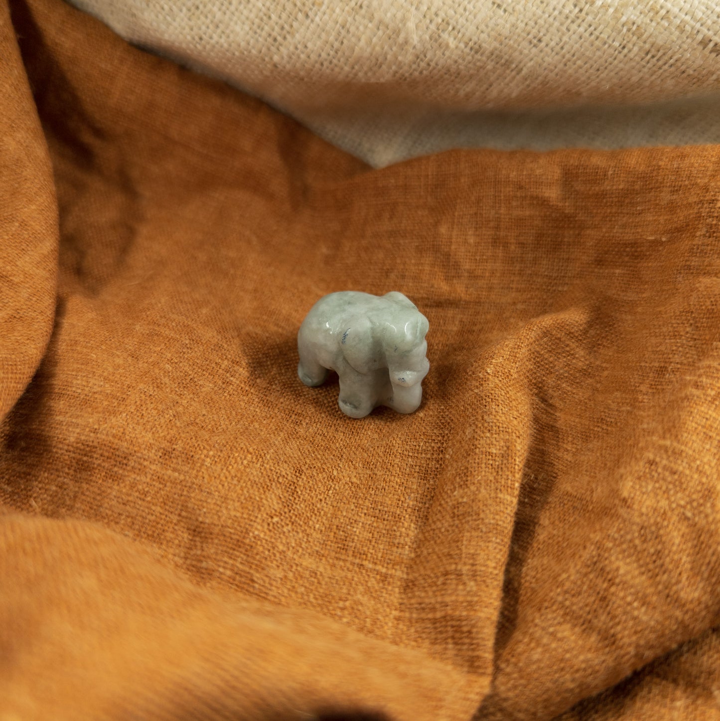 Small Carved Jade Elephant | Tiny Lucky Figurine