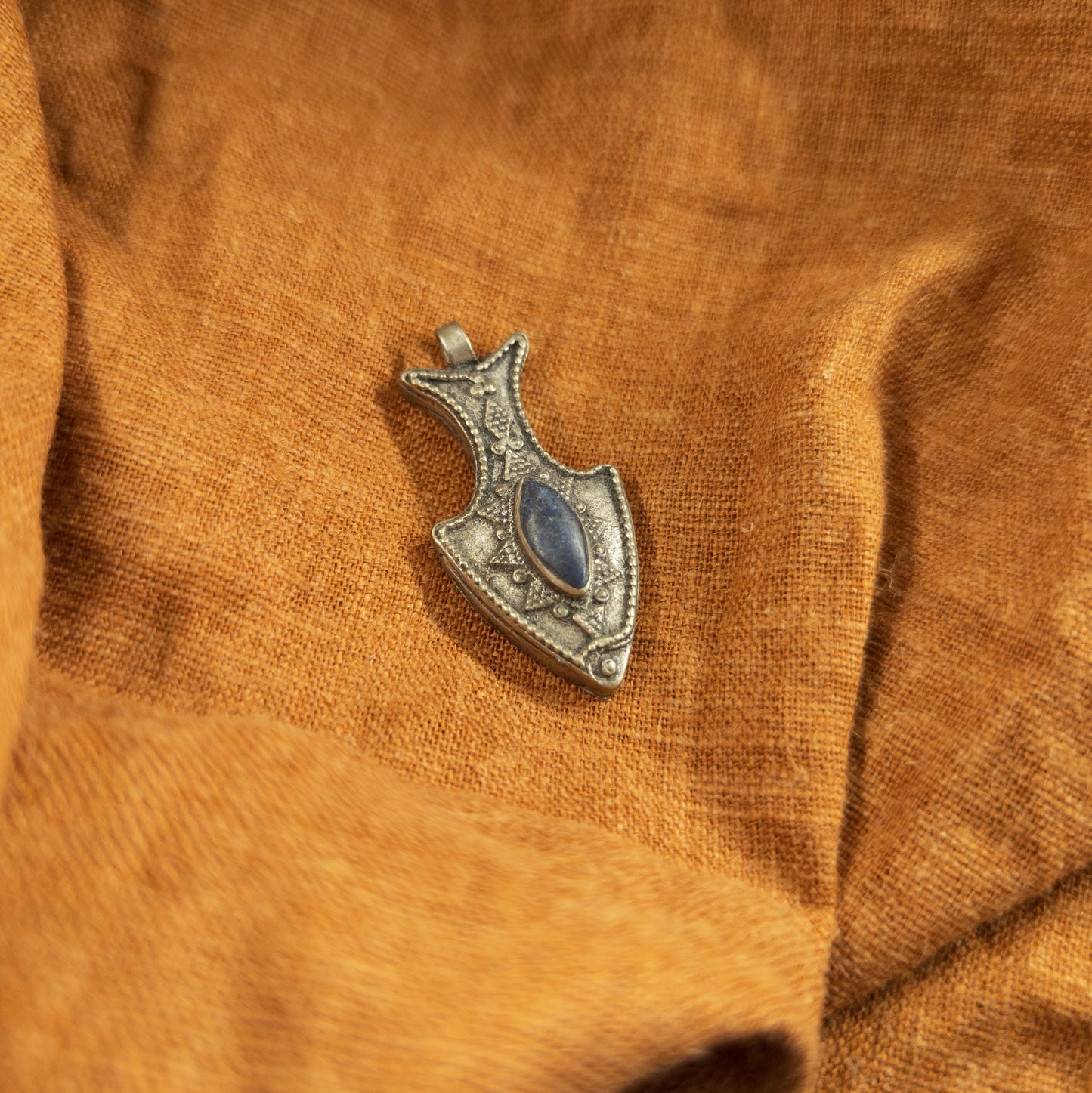 Lapis Lazuli Fish Pendant | Antique Style Tibetan Jewellery