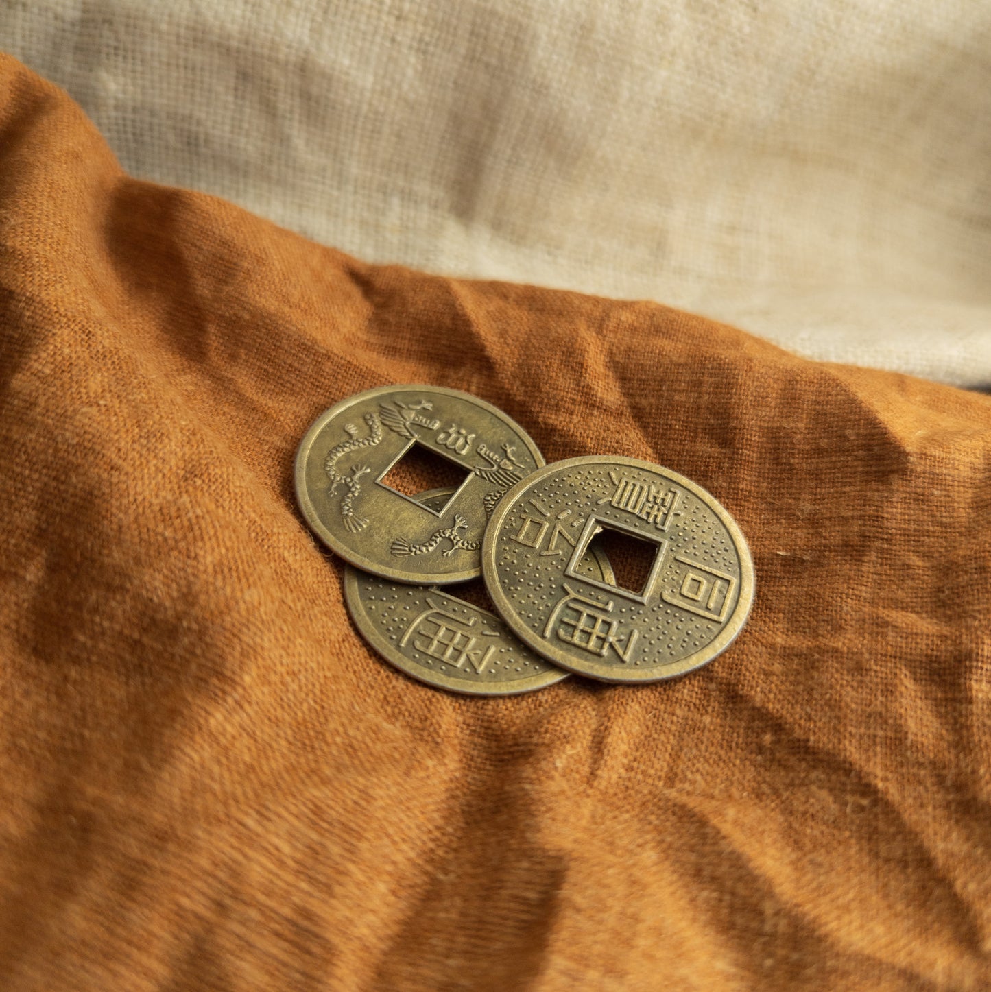 Large Chinese Coins | Brass-Coloured Feng Shui Charms | Set of 3