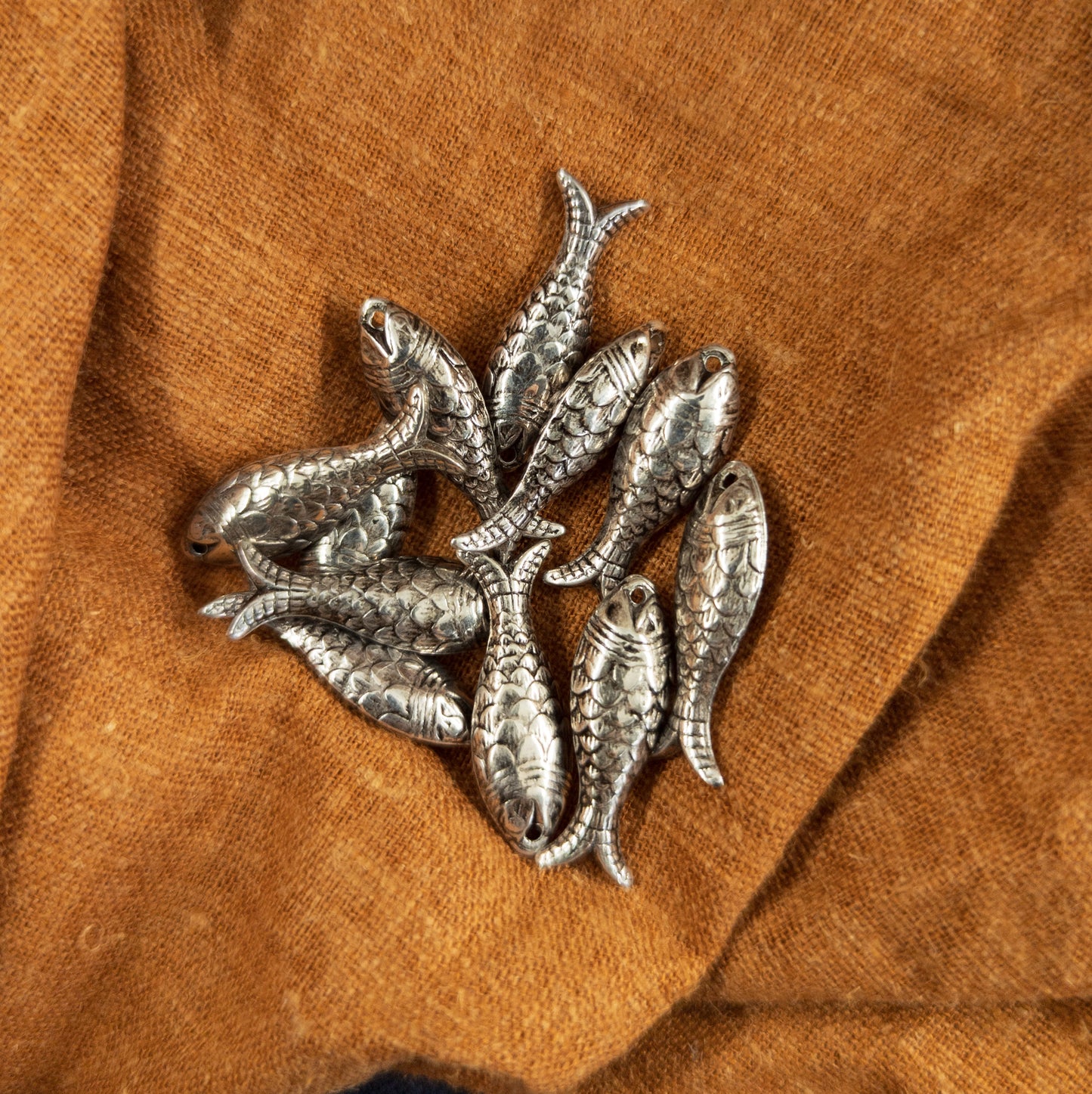 Metal Fish Beads | 3 Silver Coloured Fish Embellishments