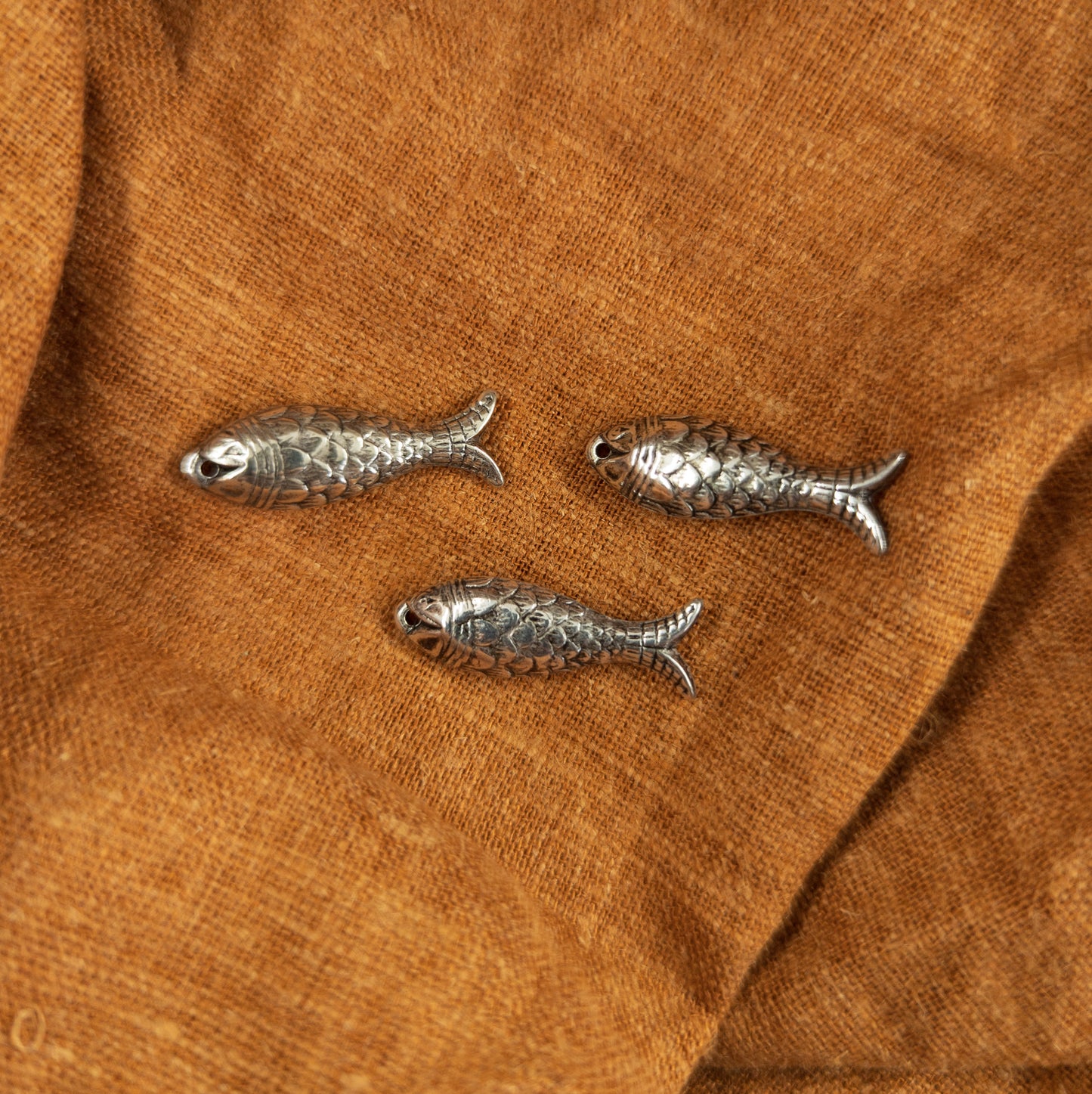 Metal Fish Beads | 3 Silver Coloured Fish Embellishments