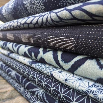 Indigo Patchwork Fabric - Blue and White Japanese Indigo Fabric