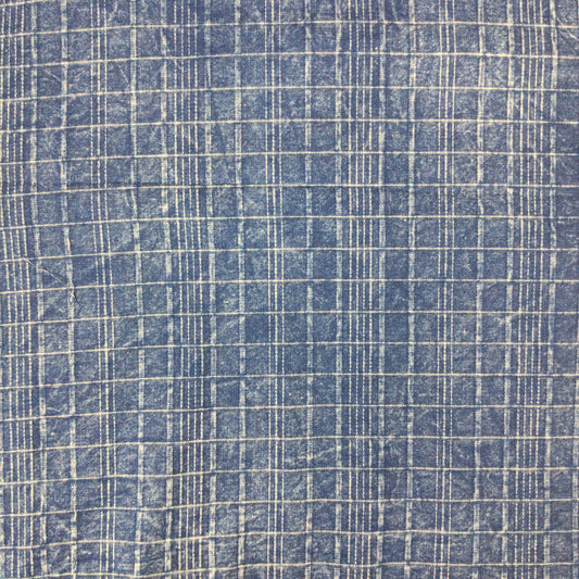 Light Blue Stonewash Checked Fabric | Indigo Fabrics | 116cm Wide