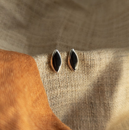 Oval Silver Studs - Semi Precious Earrings - Handmade Indonesian Jewellery