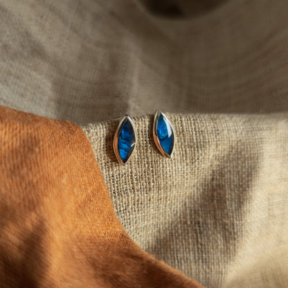 Oval Silver Studs - Semi Precious Earrings - Handmade Indonesian Jewellery