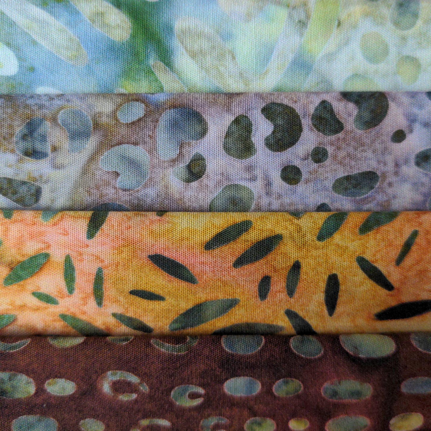 Earthy Fat Quarter Set - Batik Quilting Fabrics - 4 pack