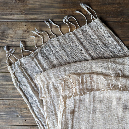 Unbleached Cotton Scarf - Loosely Woven Scarf For Dyeing