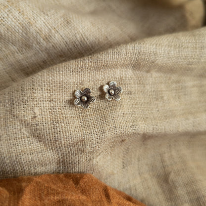 Silver Flower Studs - Handmade Hill Tribe Jewellery