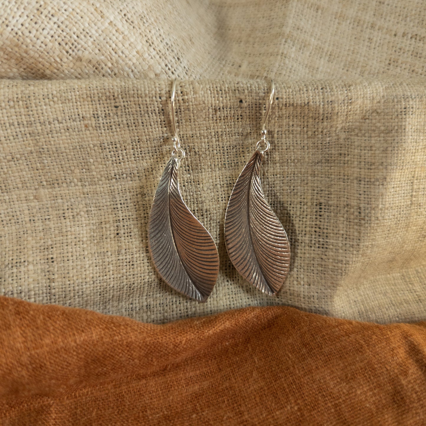 Silver Leaf Earrings - Handmade Hill Tribe Jewellery