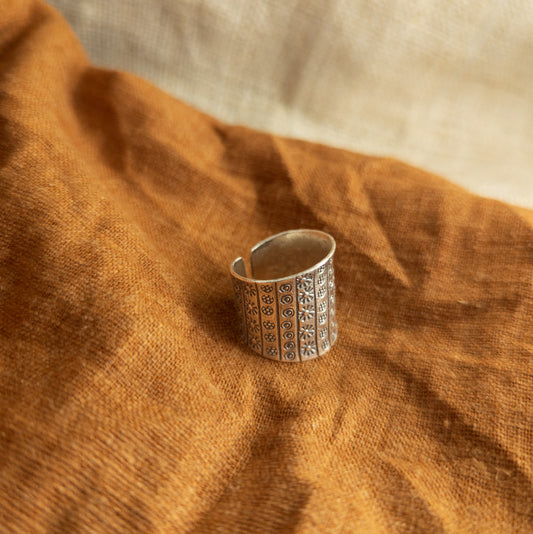 Stamped Silver Ring - Ethnic Jewellery - Handmade By Hmong Hilltribe