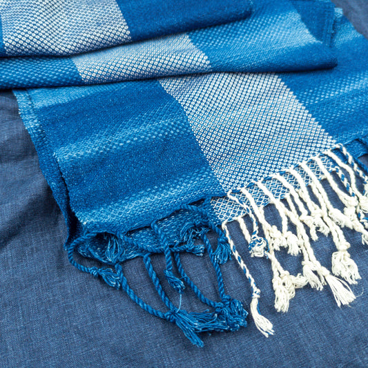 Handwoven Rayon Scarf | Natural Indigo Dye | 2m x 32cm