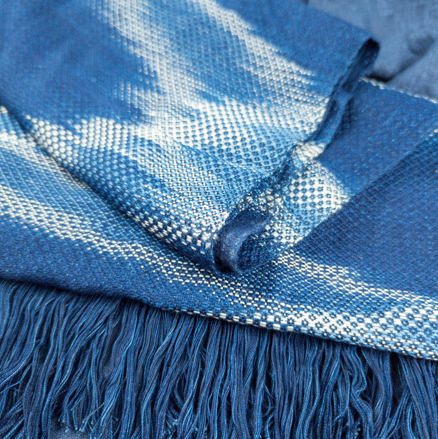 Hand Woven Rayon Scarf | Natural Indigo Dye | 2m x 32cm