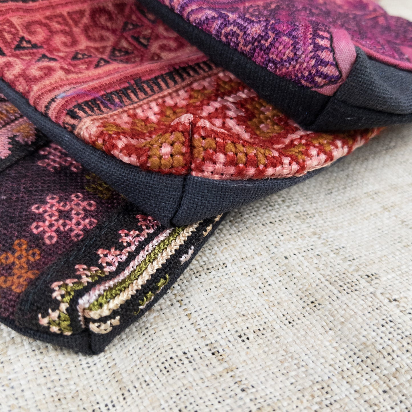 Traditional embroidered purses handmade by Hill Tribe women in Northern Thailand