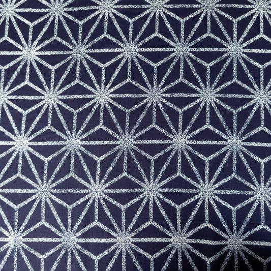 Japanese Geometric Fabric - Indigo Fabric By The Metre