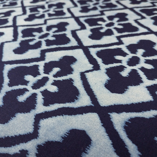 Indigo Fabric - Central Asian Print - Cotton By The Metre