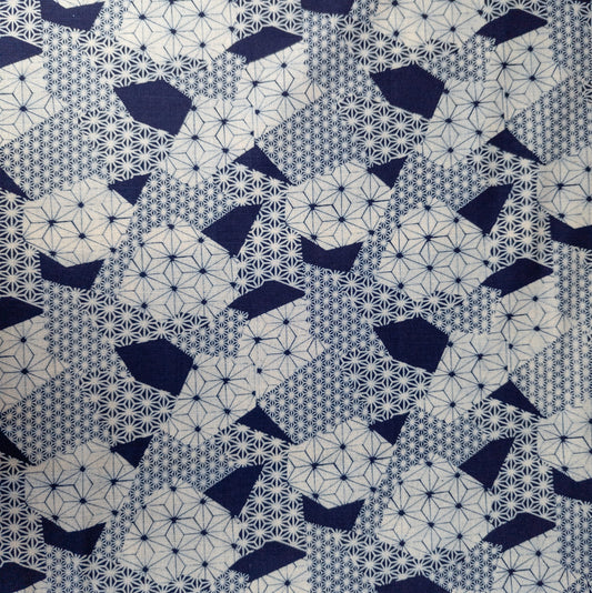 Indigo Patchwork Fabric - Blue and White Japanese Indigo Fabric