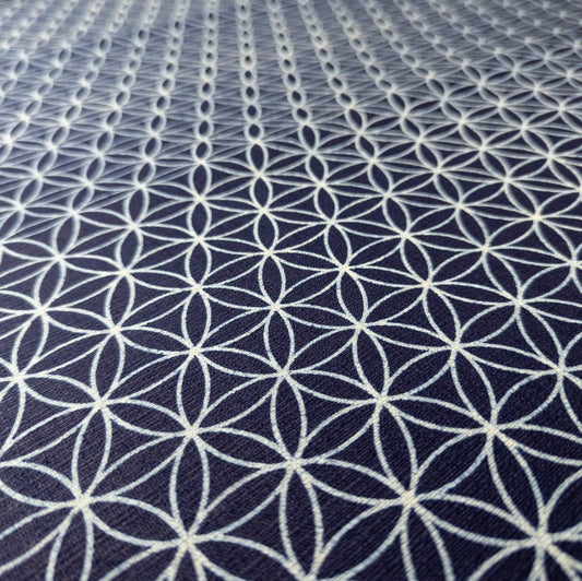 Japanese Circles Fabric | Indigo Cotton Fabric By The Metre | 112cm Wide