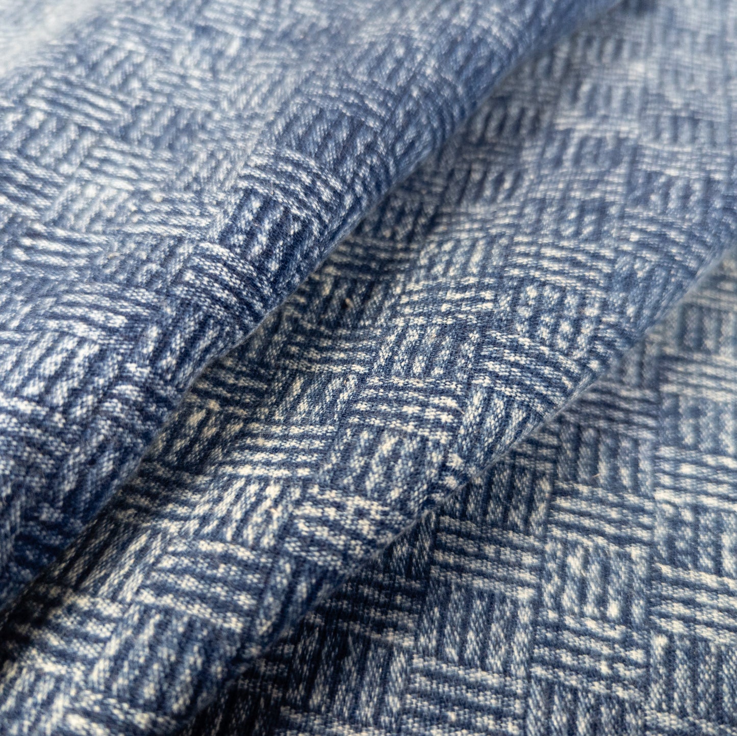 Basket Weave Fabric - Stonewash Indigo Cotton