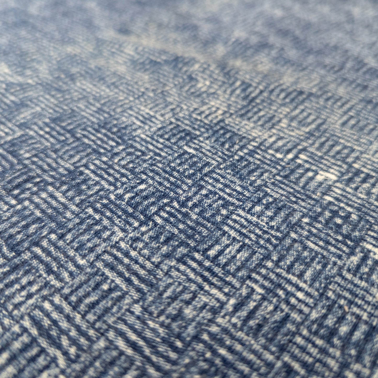 Basket Weave Fabric - Stonewash Indigo Cotton