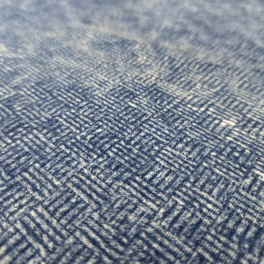 Basket Weave Fabric - Stonewash Indigo Cotton