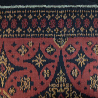 Ikat Fabric - Burgundy and Black Handwoven Asian Fabric