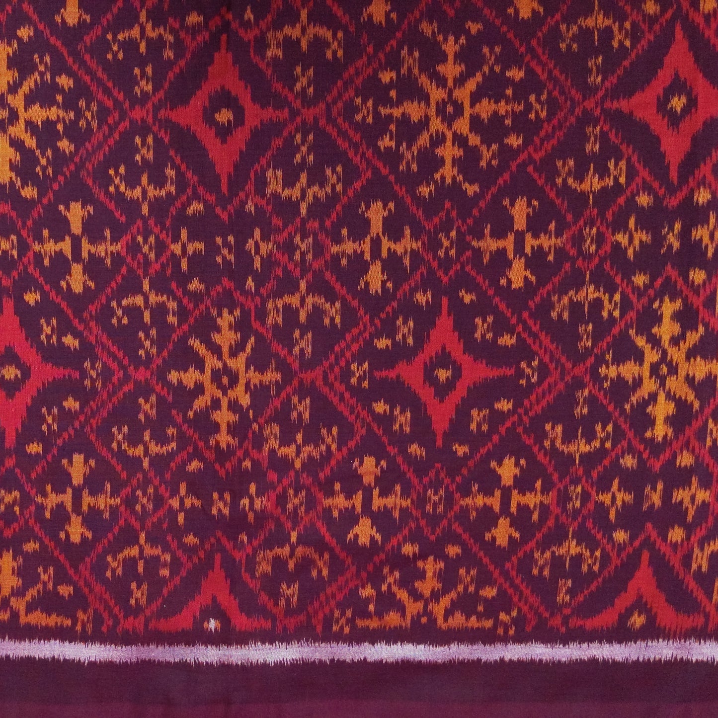 Deep Red Ikat Fabric - Handwoven Indonesian Ikat By The Metre