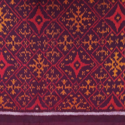 Deep Red Ikat Fabric - Handwoven Indonesian Ikat By The Metre