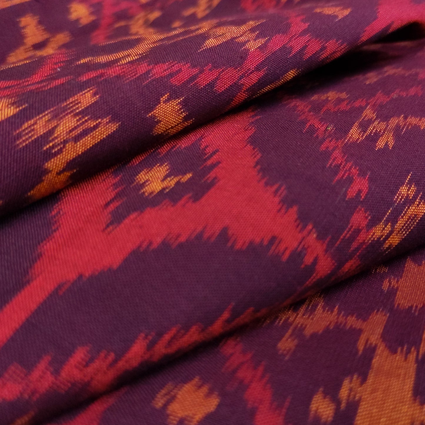 Deep Red Ikat Fabric - Handwoven Indonesian Ikat By The Metre