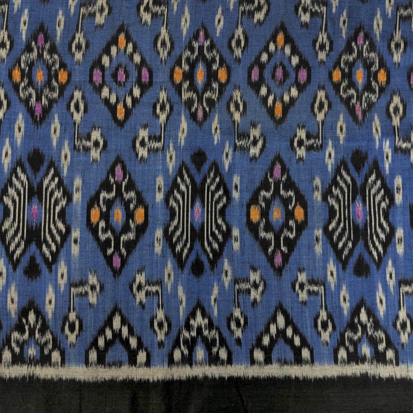 Black and Blue Ikat Fabric  - Traditional Indonesian Textiles By The Metre