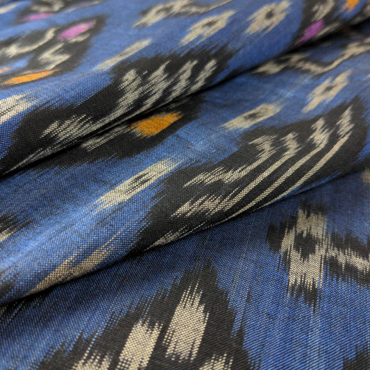 Black and Blue Ikat Fabric  - Traditional Indonesian Textiles By The Metre