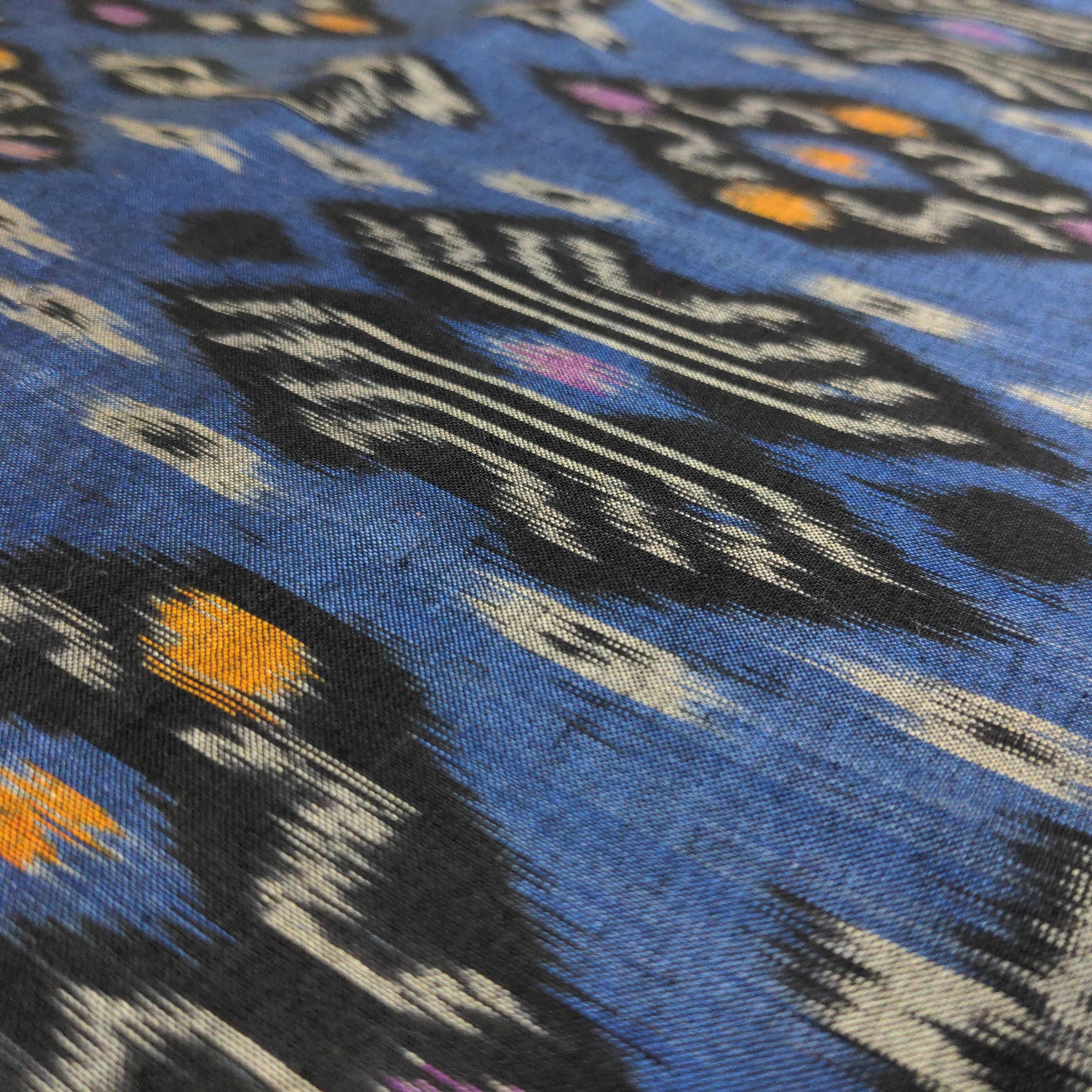 Black and Blue Ikat Fabric  - Traditional Indonesian Textiles By The Metre