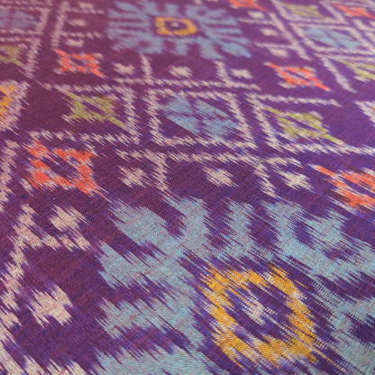 Colourful Purple Ikat Fabric  - Traditional Indonesian Textiles By The Metre