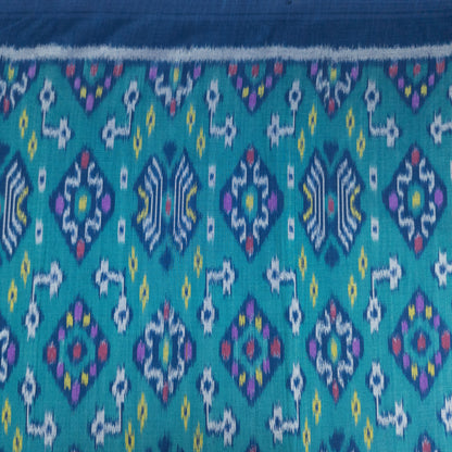 Turquoise Blue Ikat Fabric - Beautiful Teal Handwoven Asian Fabric