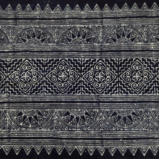 Handwoven Hill Tribe Batik Fabric | Indigo Rising Sun | 36cm Wide