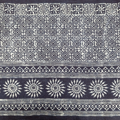 Handwoven Indigo Fabric | Traditional Hill Tribe Batik from Thailand | 36cm Wide