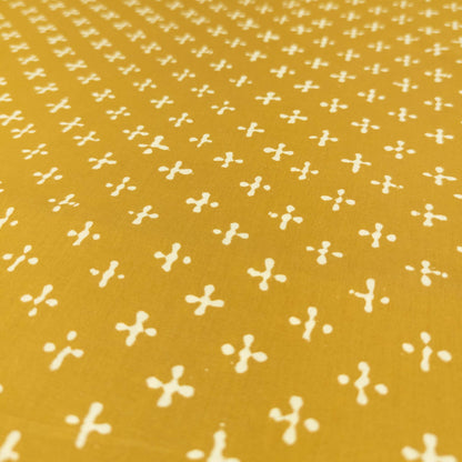 Hand Block Printed Fabric - Yellow Crosses | 100% Cotton | 112cm