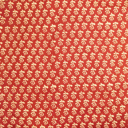 Red Block Print Fabric - Traditional Indian Motif | 100% Cotton | 112cm Wide