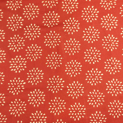 100% Cotton Block Print Fabric - Red Dandelion | Hand Printed in India | 112cm